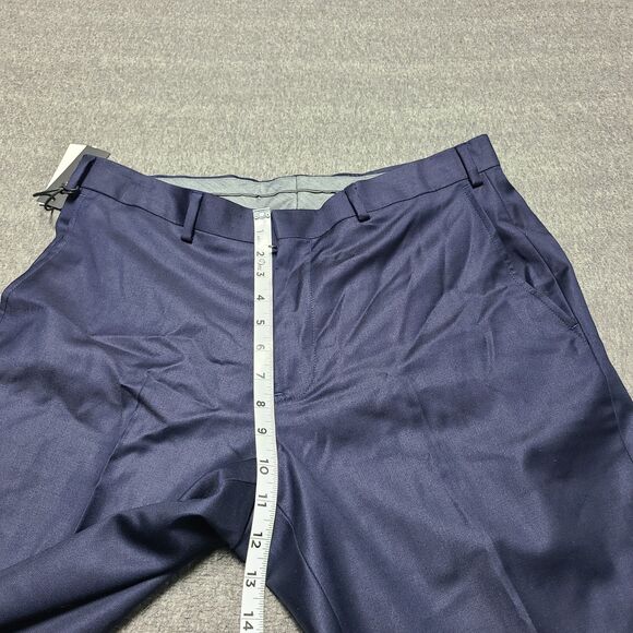 J Hilburn Dress Pants Mens 33x32 Navy Blue Flat Front Tailored Wool Blend Formal - Picture 3 of 8